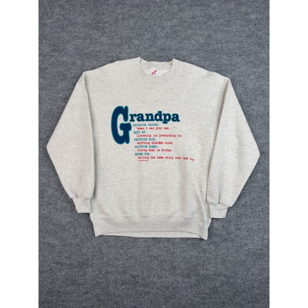 Vintage Jerzees Grandpa Graphic Crewneck Sweatshirt XL USA‎ Made 1992